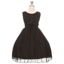 BLACK Size 16 Chiffon Flower Girl Dress Summer Recital Birthday Party Formal