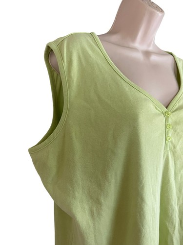 DRESSBARN WOMEN PLUS 22/24 Stretch Shirt Knit Sleeveless Tank Top green - Picture 3 of 6