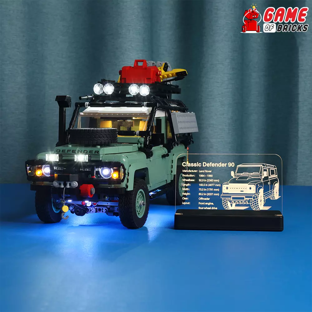 Game of Bricks LED Nameplate for LEGO Land Rover Classic Defender 90 10317