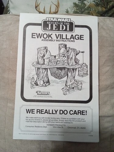 Vintage Star Wars 1983 ROTJ Ewok Village Playset Original Kenner Instructions!!!