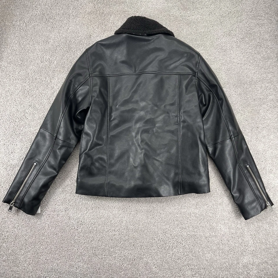 Chaqueta Bolongaro Trevor Adulto Grande Imitación Cuero Oveja Motociclista Negra NUEVA Foto 3 de 4