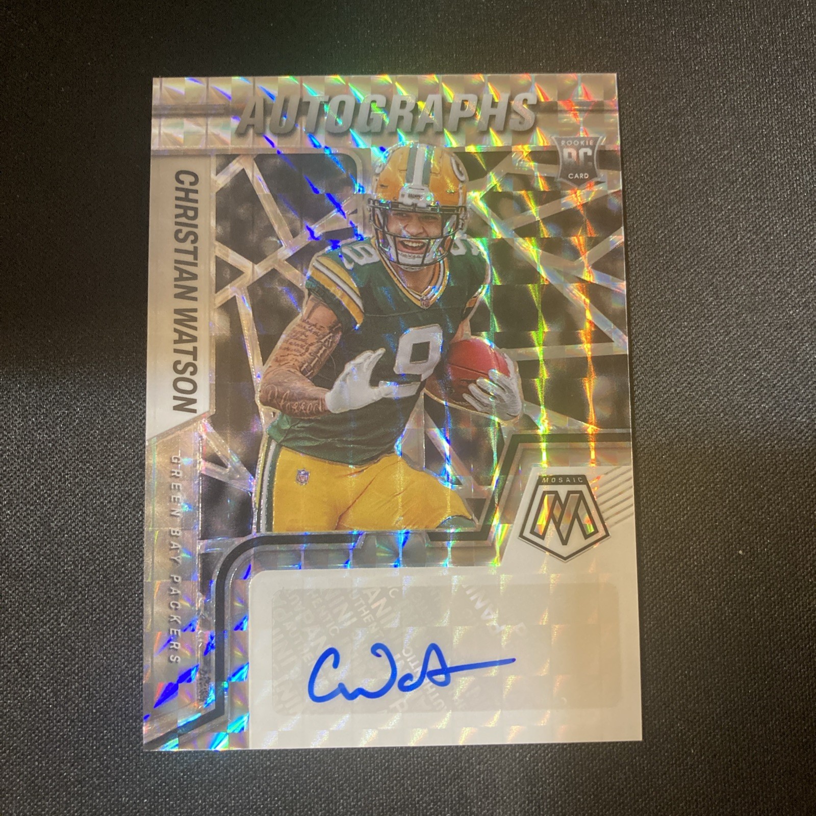 2022 Panini Mosaic Prizm Christian Watson Autographs Rookie Auto # RAM-CW