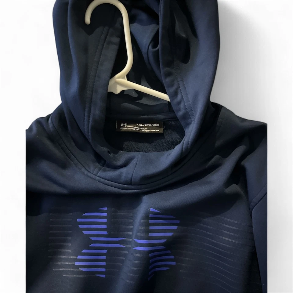 Under Armour Men's XXL 2XL Navy Blue ColdGear Pullover Hoodie - Image 2 of 2