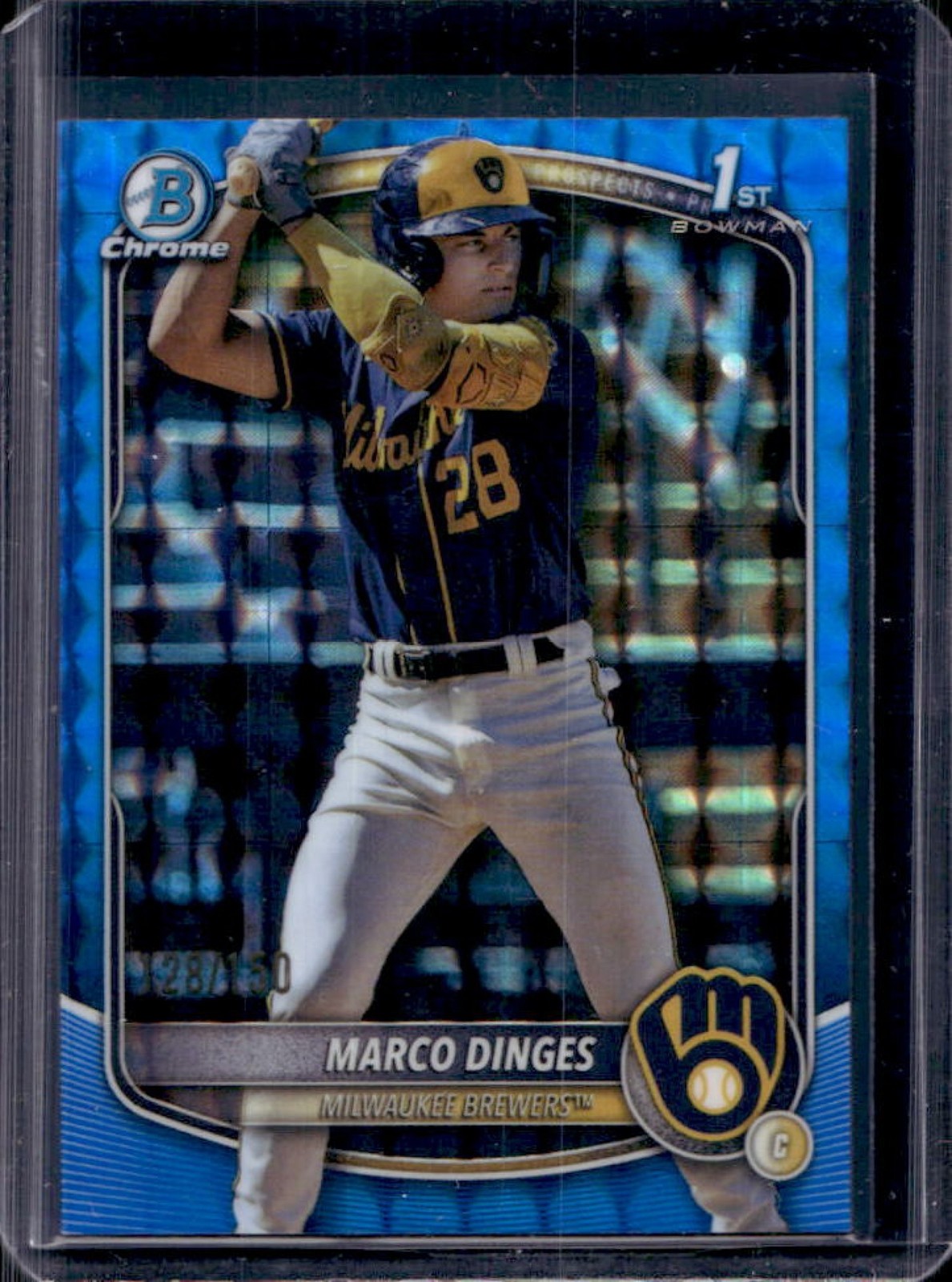2025 Bowman Chrome Marco Dinges Blue Geometric Refractor 1st #128/150