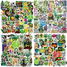 200Pcs Green Leaves Trippy Stickers for Laptop, Water Bottles, Skateboard, 1