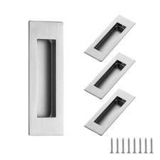 4 Pack Brushed Nickel Sliding Closet Door Handles Silver Flush Pulls 4.72in L...