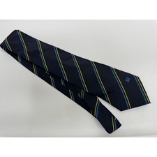 Vintage Zippo Navy Blue Striped Silk Neck Tie Mens Made in Italy