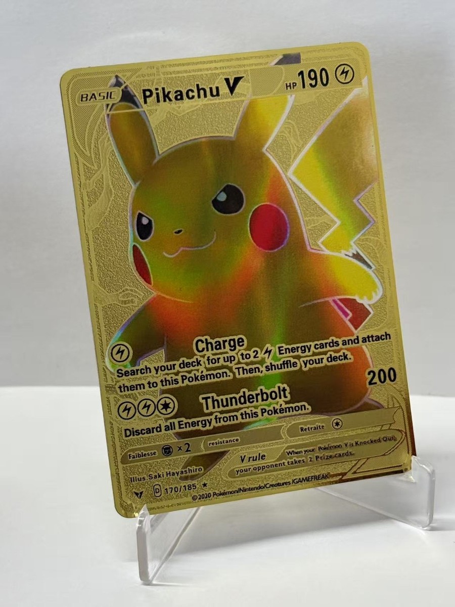 PikachuV HP190 Metal Pokémon Card-Collectible Gift Display HOT