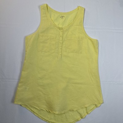 Loft  Sleeveless Yellow Shirt Top Women s Sz S Linen & Cotton Blend