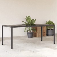 Gartentisch Poly Rattan Mit Glasplatte Schwarz 190X90X75 Cm
