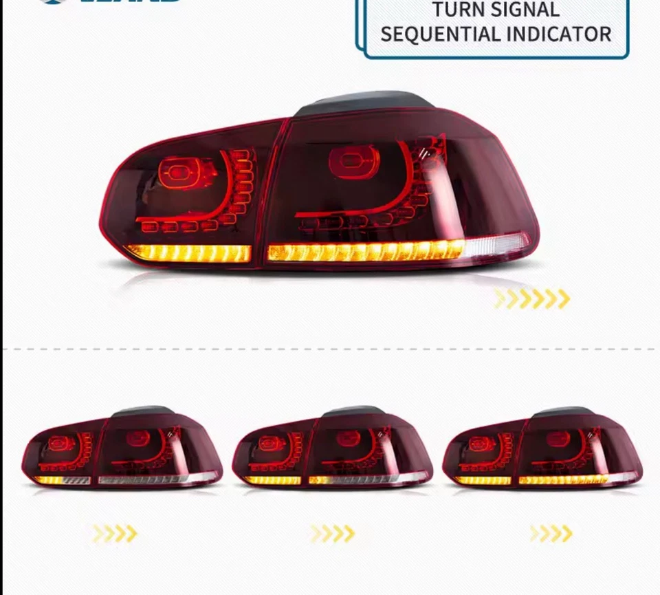 VLAND Taillights Lights For 2008-2013 MK6 GOLF - Image 2 of 4