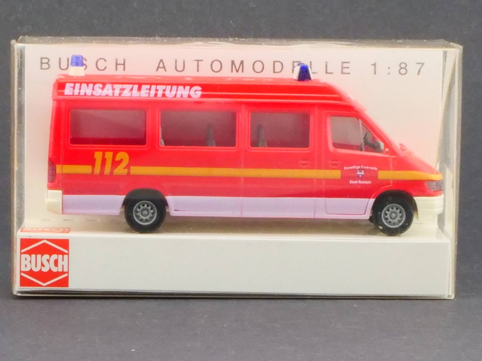 Busch 47811 MB Sprinter Fire Department Reinbek Command Mint! OVP 1704-08-73