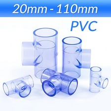 Clear PVC Fittings TEEs Tee Fitting Pipe Plumbing 20/25/32/40/50/63/75/90/110mm