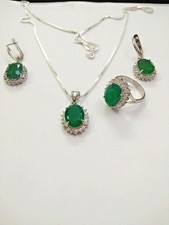 Anello con ciondolo catena orecchini a catena argento sterling 925 ""Set""...