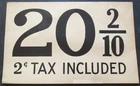 Early Vintage Cardboard Gasoline Pump Price Sign 20 2/10¢ and 20 3/10¢