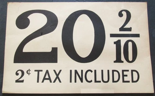 Early Vintage Cardboard Gasoline Pump Price Sign 20 2/10¢ and 20 3/10¢