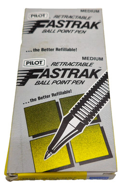Pilot Fastrak Retractable Ball Point Pens Dozen Medium Point Black Vintage NOS
