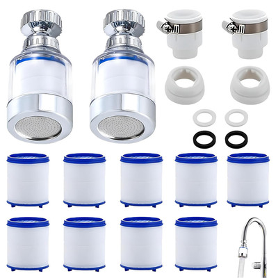 14 Stück Wasserfilter Wasserhahn, 2 Pcs 360° Wasserhahn Filter+9 Pcs Pp-Baumwoll