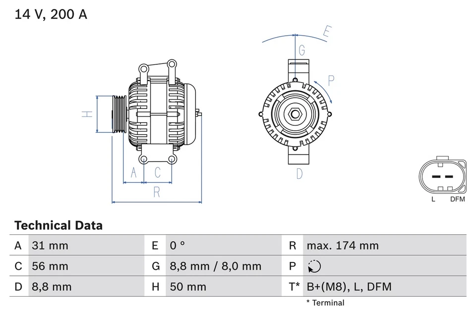 Alternator fits MERCEDES E320 S211, W211 3.2D 02 to 04 OM648.961 Genuine Bosch - Image 2 of 4