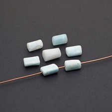 7 pcs small light blue larimar cylindrical nugget beads stone avg 11mm 12mm