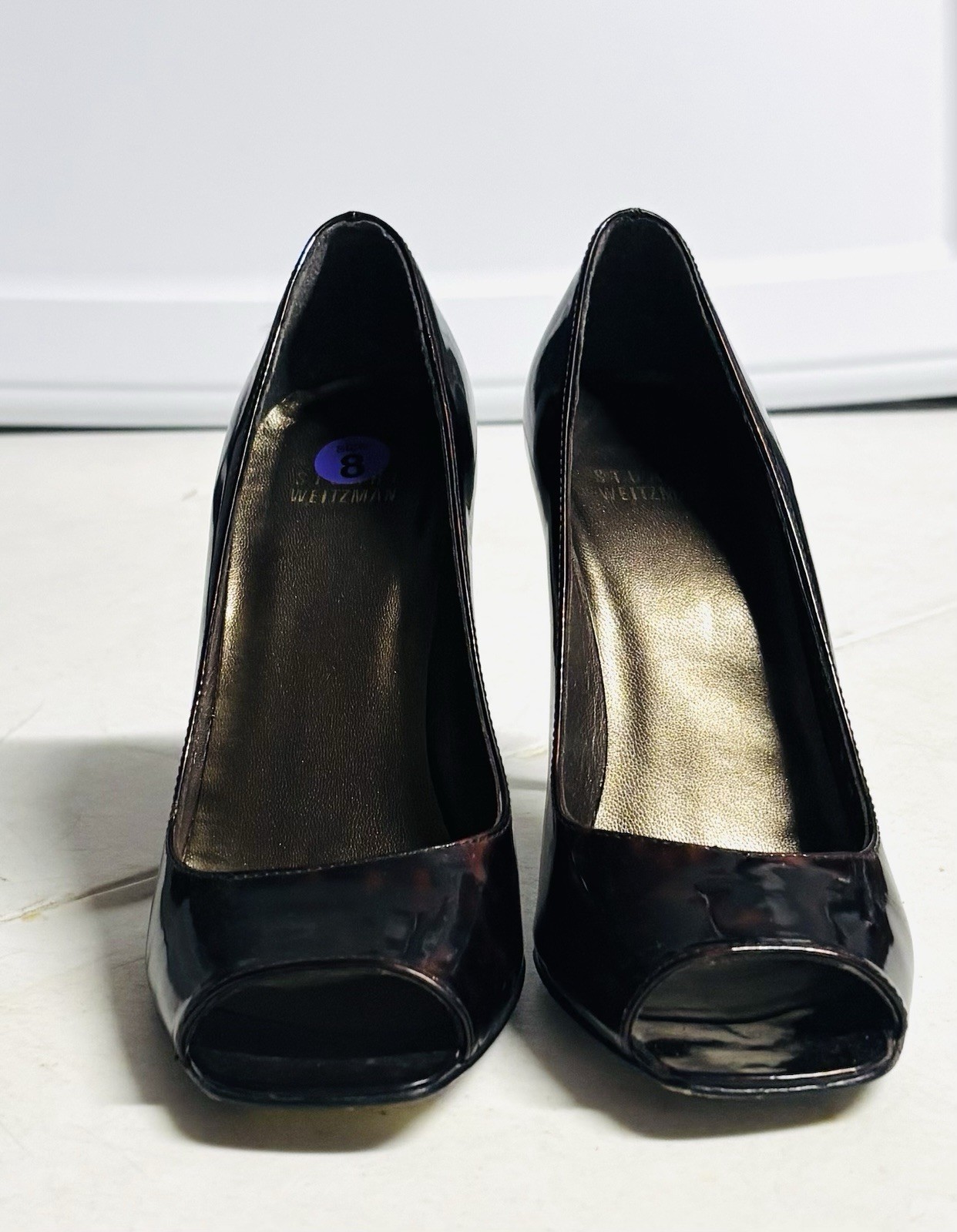 Stuart Weitzman Tortoise ShellPatent Leather Peep… - image 4