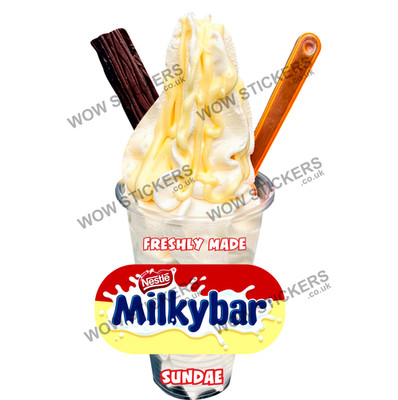Milkybar Flocke Eisbecher Aufkleber Abziehbilder KBG Whippy Van (Größe wählbar)