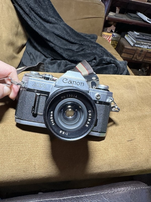 Canon AE-1 Vintage Camera Untested W Power Winder & Flash & Film + Zoom Lens