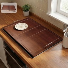Wooden Gas & Electric Stove Cover Plate with Handle - Foldable Stove Top