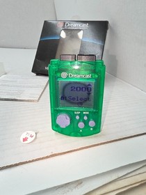 DAMAGED BUT WORKS Sega Dreamcast Clear Green VMU OEM Visual Memory Unit #A15