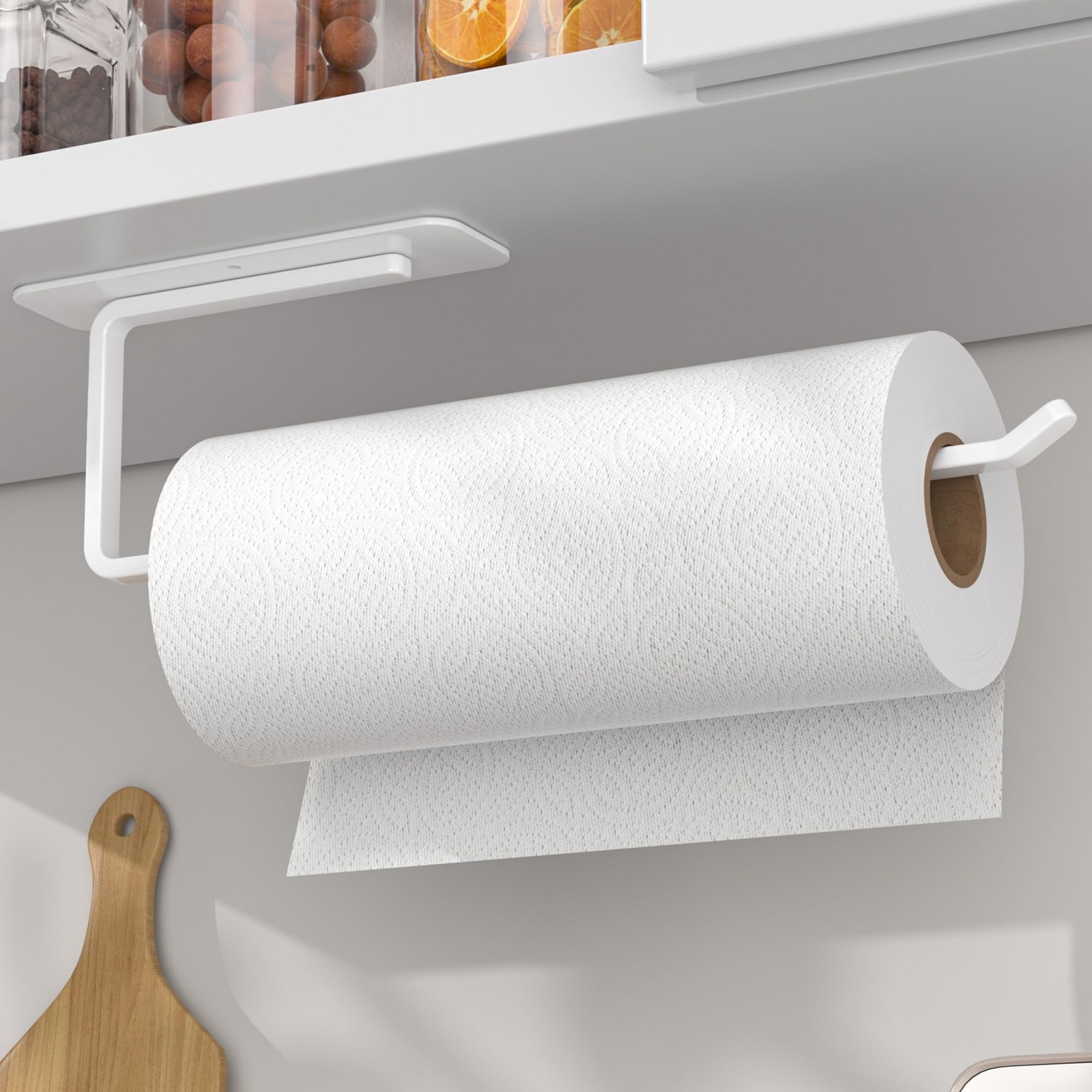 Holder - Self-adhesive Or Drilling, White Wall Mounted Paper Towe...