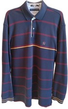 Vtg 90s Tommy Hilfiger Mens L Heavy Ribbed Knit Long Sleeve Polo Shirt Navy Blue