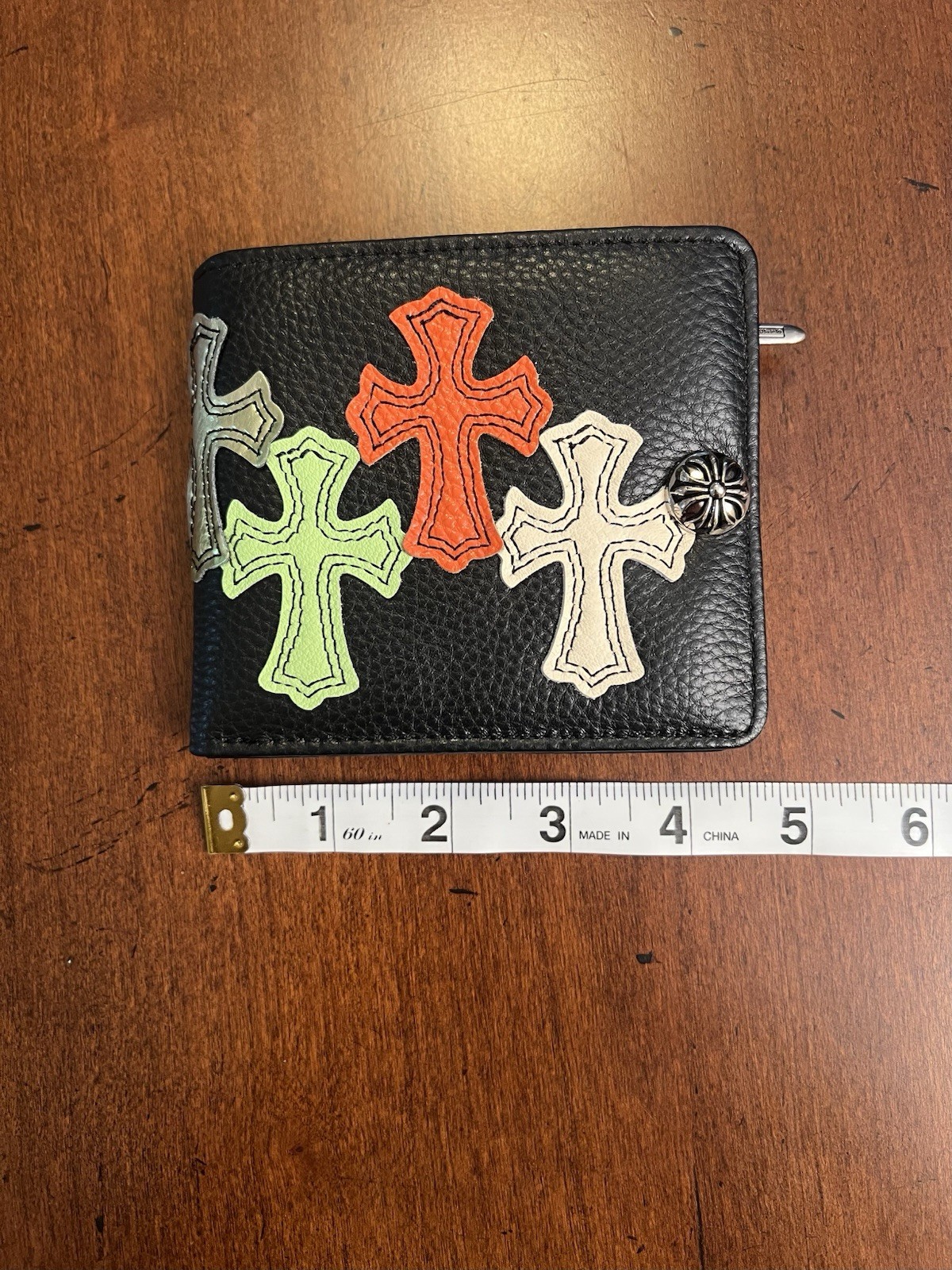 Chrome Hearts Multicolor Patch Black Leather Wall… - image 4