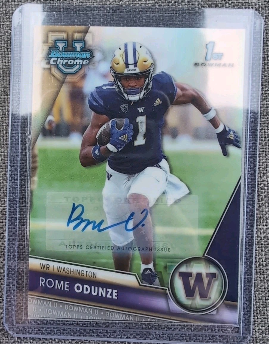 2023 Bowman University Chrome 138 Rome Odunze Auto Refractor #/499 Bears Huskies