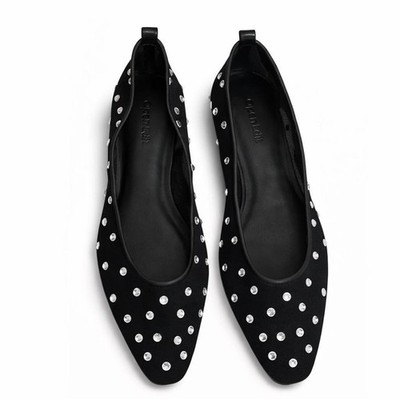 Open Edit Lennox Rhinestone Black Mesh Ballet Flats Sz 8.5 NEW Avant Garde Glam