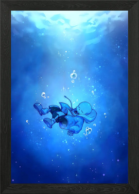 Sans Underwater Undertale Framed Wall Art Poster Canvas Print Picture