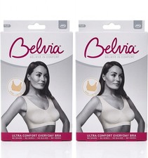2 x Belvia Ultra Comfort Seamless Bralette Bra No Wires - Medium Beige 