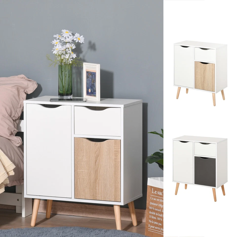 HOMCOM Floor Cabinet Storage Cupboard Sideboard with Drawer for Bedroom, Living Room