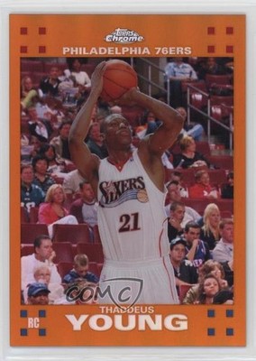 2007-08 Topps Chrome Orange Refractor 128/199 Thaddeus Young #117 Rookie RC 1u6