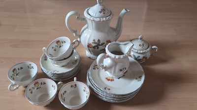 Vintage Porzellan Kaffeeservice mit Blumenmuster von Mitterteich Bavaria Germany