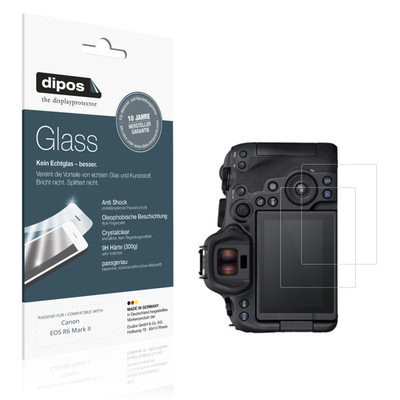 2x Schutzfolie für Canon EOS R6 Mark II - Anti-Shock 9H Folie dipos Glass