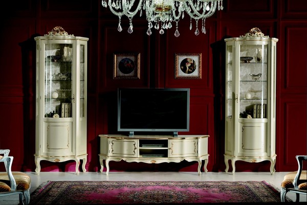 Set Garnitur 3Tlg Rtv Mit 2X Vitrine Design Italienische Luxus MöBel Barock Stil-image
