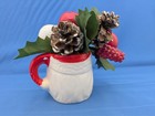 Vintage Ceramic Christmas Santa Mug Holly Display Japan — photo 5