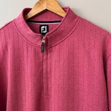 FootJoy FJ Mens XXL Pink Ribbed Drop Needle 1/4 Zip Golf Pullover Sweater