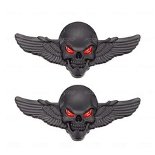 3D Skeleton Skull Emblem Car Badge Sticker Car Side Rear Front Hood Trunk Black