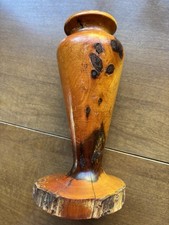 Vintage MCM California Redwood Burl Live Edge Vase Hand Turned Signed