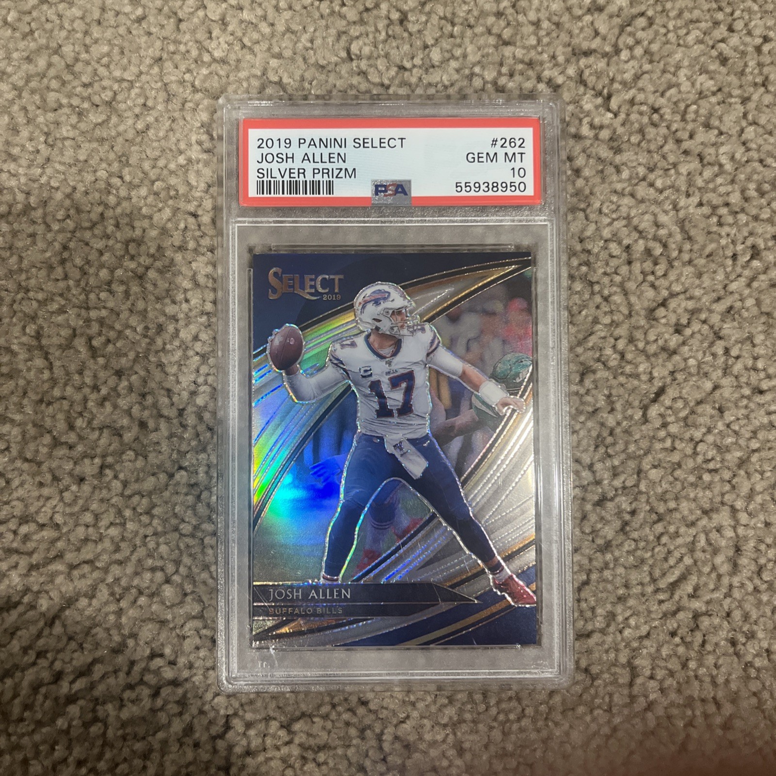 2019 Panini Select Field Level Josh Allen #262 Silver Prizm PSA 10 GEM MT Bills
