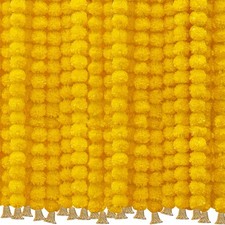 6 Pcs 5 Feet Long Strands Marigold Flowers Garland with Bell Indian Wedding D...