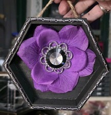 Handmade OOAK Purple Flower Repurposed Jewelry Hanging Wall Decor