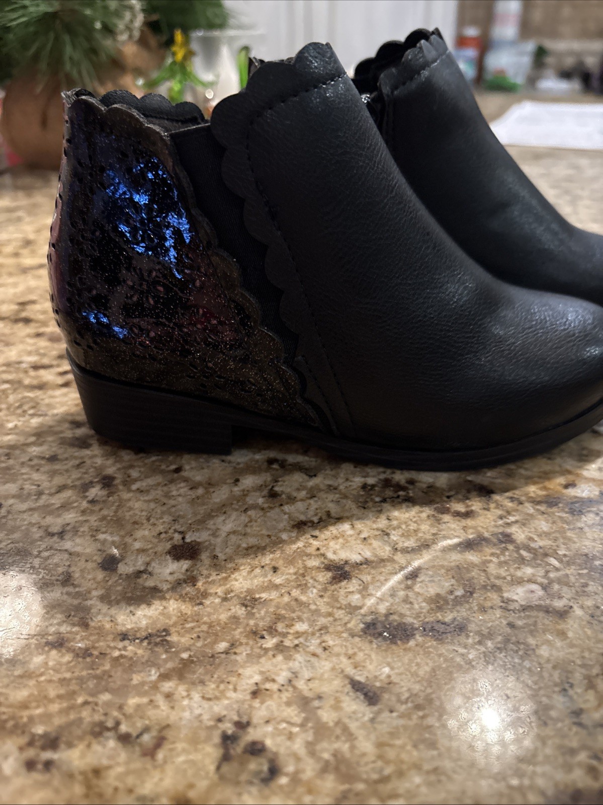 Mini Mia Girls Lil Chessi Black Tumble Boots Size 11 M