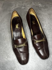 Gucci Vintage 70s Horsebit Pumps Heel Brown Leather 40 9.5 Preppy Quiet Luxury